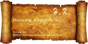Hornung Kleofás névjegykártya